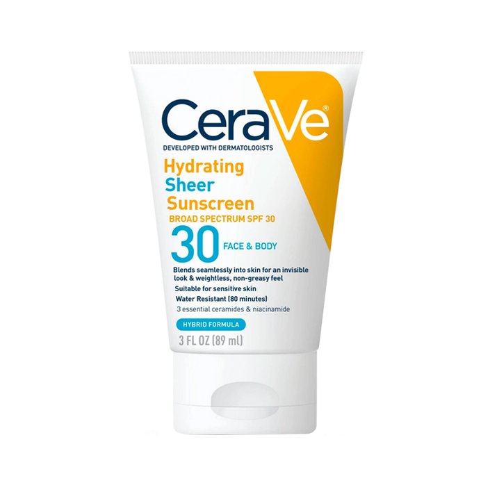 CeraVe Hydrating Sheer Sunscreen Broad Spectrum SPF 30 for Face & Body