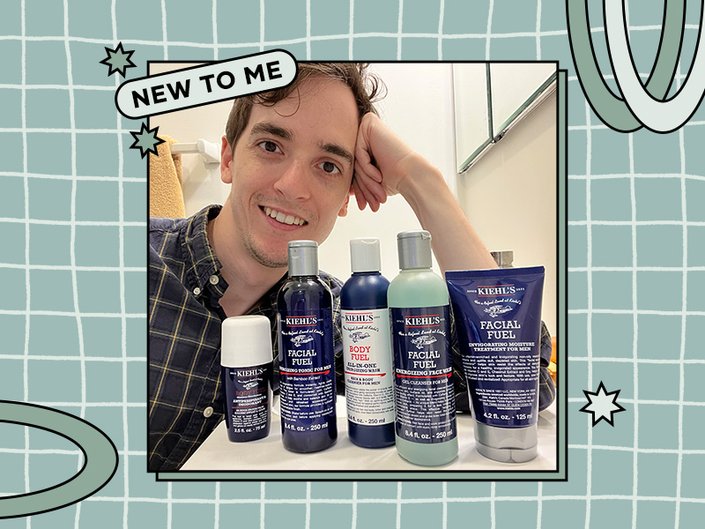 stephen posing with the kiehls facial fuel line