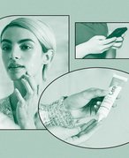 A collage of green-filtered photos