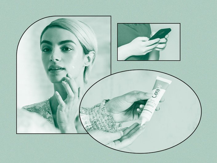 A collage of green-filtered photos