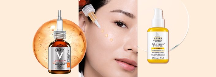 A woman applying face serum to skin