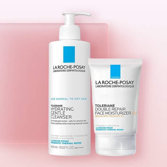 TOLERIANE HYDRATING GENTLE CLEANSER DOUBLE REPAIR FACE MOISTURIZER SPF 30 SET